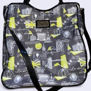 Lulu Guinness Black and Yellow London Print Tote